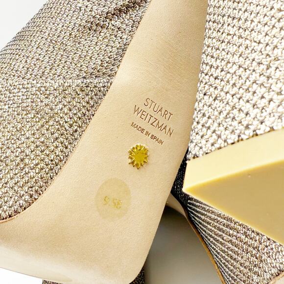 Stuart Weitzman Skyhigh 145 Mary Jane Platform Pumps US 9.5 Beige Metallic NWOB - Picture 13 of 14